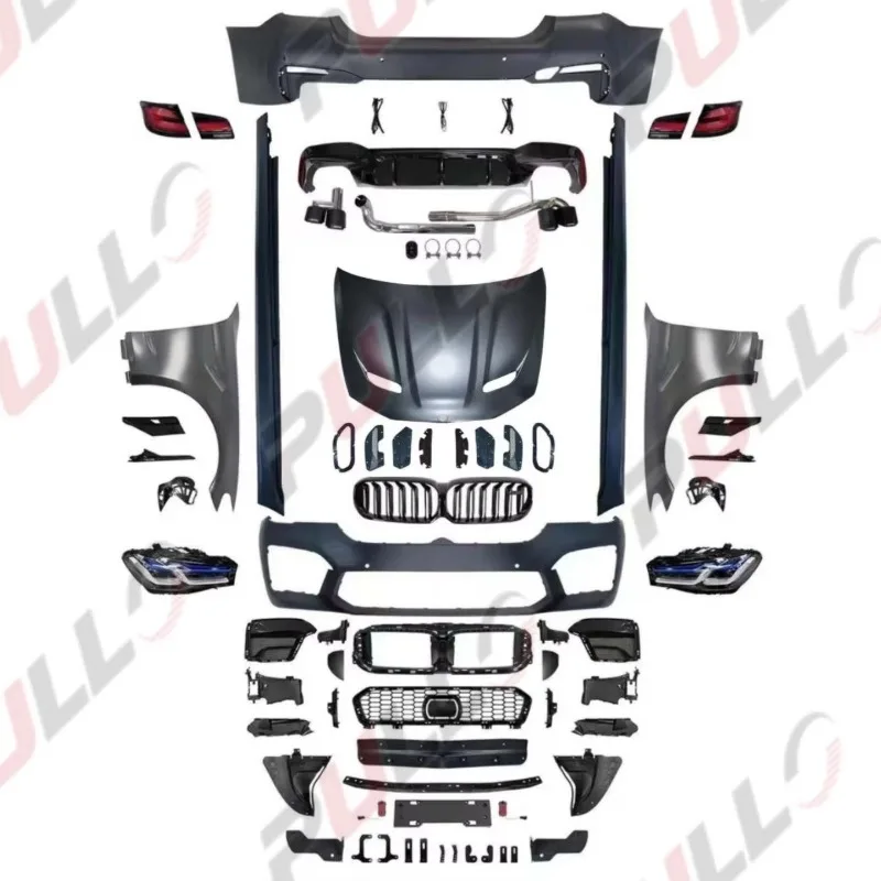 Car Bumpers for F10 11-17 Upgrade to G30 M5cs Model Car Body Kit Include Front Rear Bumper Hood with Auto Lamps Side Skirts