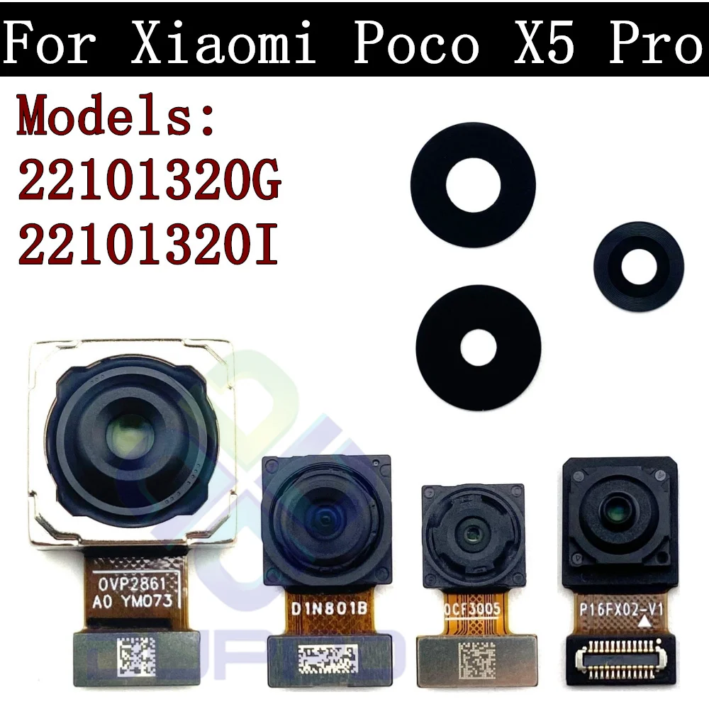 Back Camera Lens For Xiaomi Poco X5 Pro 22101320G, 22101320I Selfie Frontal Small Facing Wide Front Rear Camera Module Spare