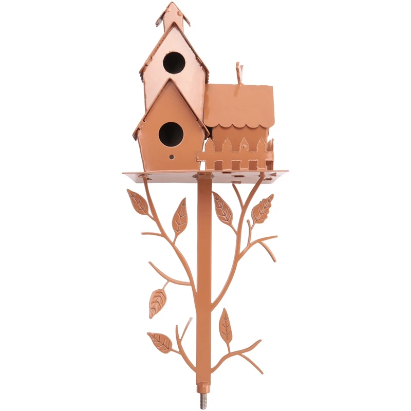 Garden Bird House with Pole Metal Bird Feeders Garden Stakes Bird Houses for Courtyard Backyard Patio Outdoor Style E