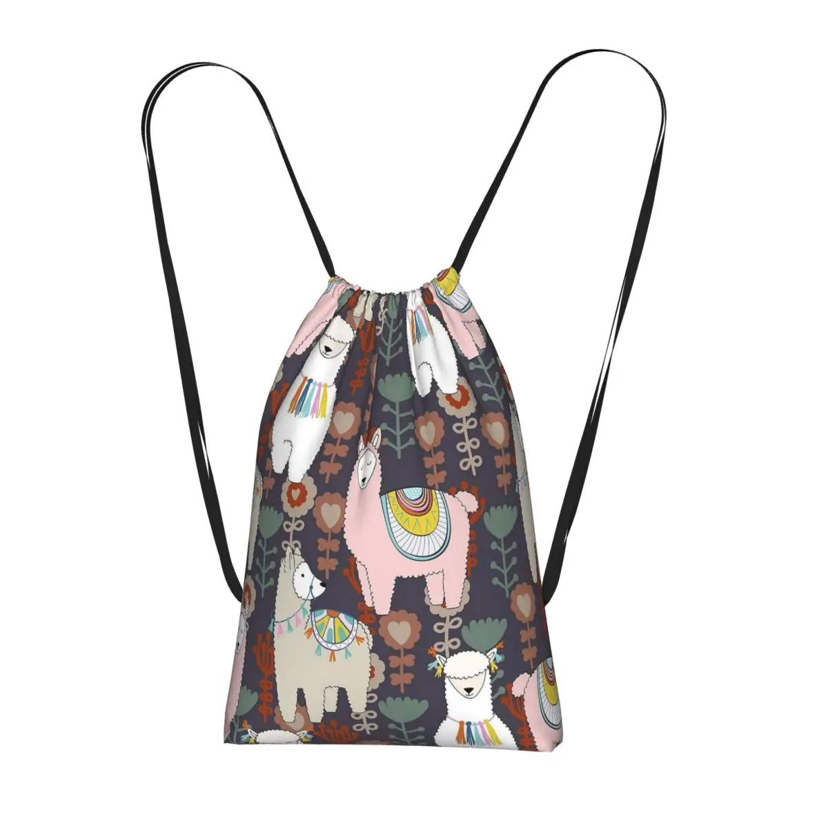 

Alpaca Cartoon Pattern Backpacks Portable Drawstring Bags Storage Bag Book Bags for Travel School