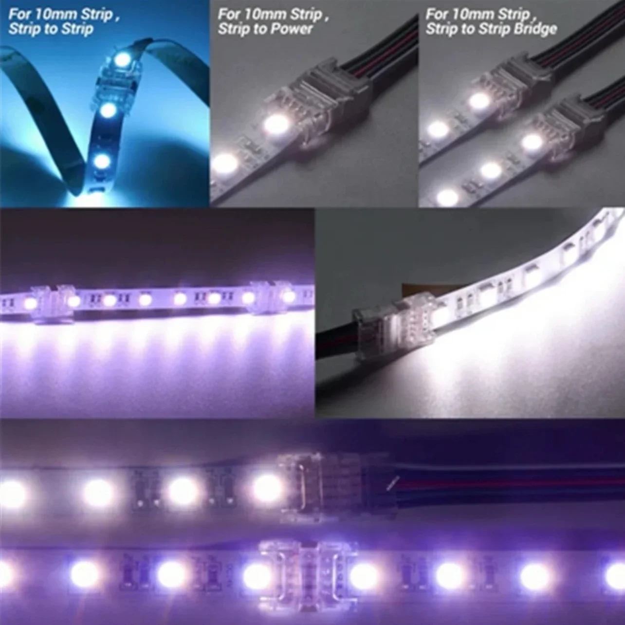 COB LED Wire Connector 5 8 10mm Connection Solderless Mini Buckle FCOB RGB CCT LED Strip Lights 2 3 4 Pin No Dark Area Connector