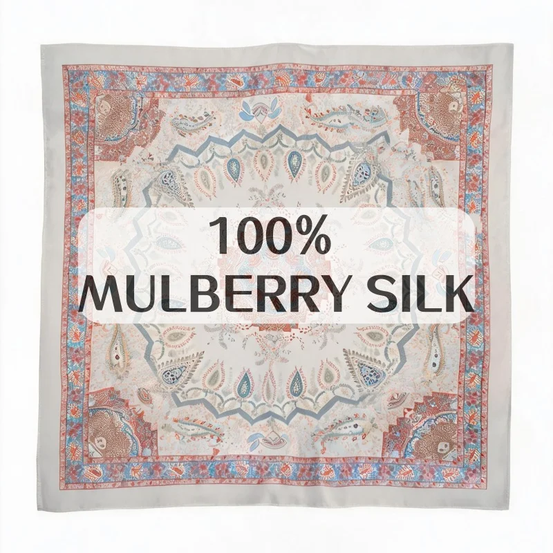 

Vintage Paisley Print Satin Square Scarf Soft Silk Neck Scarf Multiuse Headband Handbag Decor Elegant Daily Business Accessory