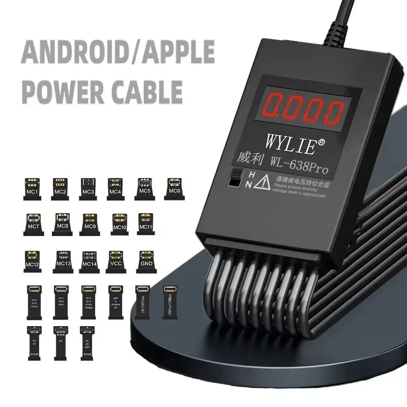 WYLIE WL-638 Pro USB Charging Boot DC Power Detection Line for iPhone 6 to 16Pro Max Battery Clip Motherboard Testing Cable Tool