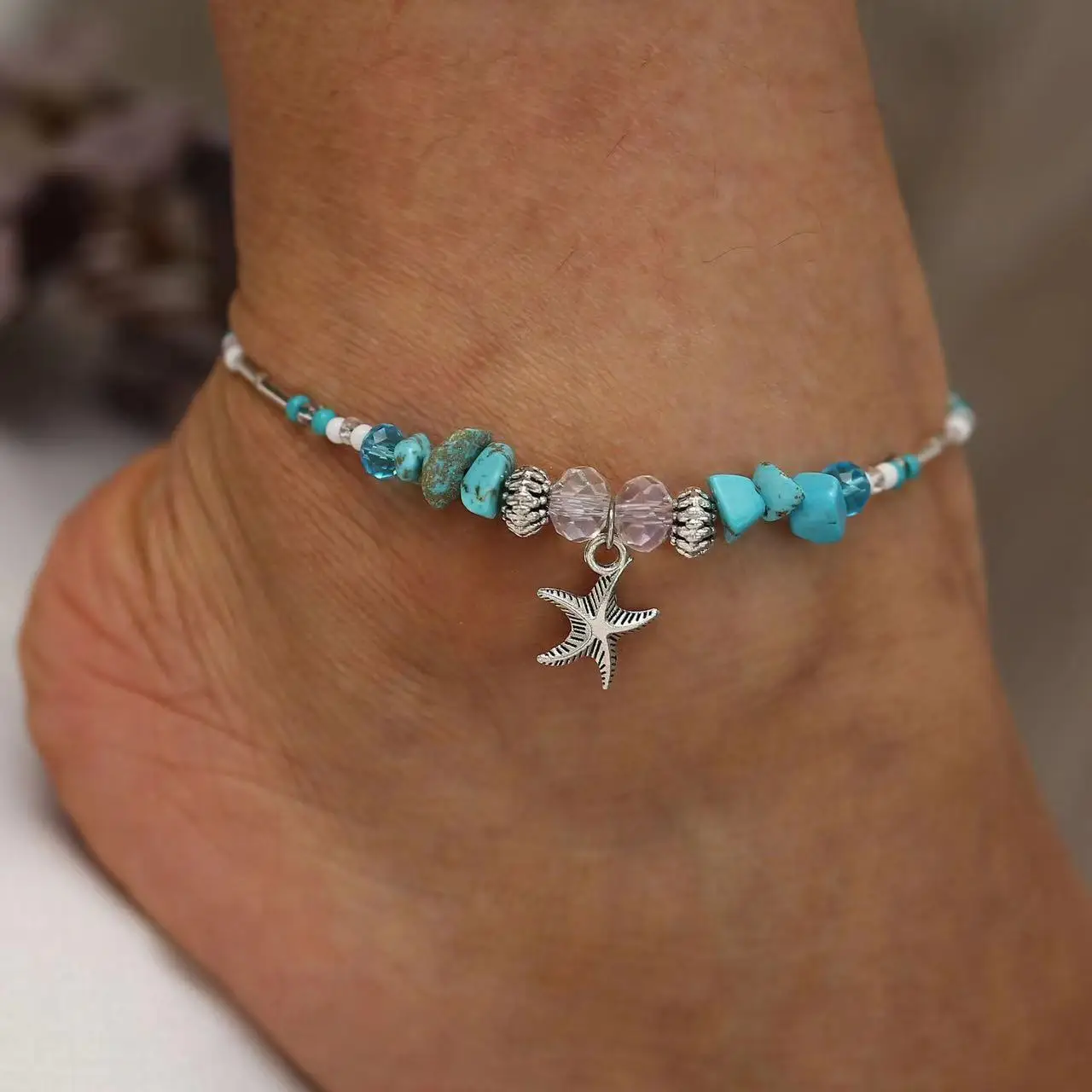 

Bohemian Shell Starfish Summer Beach Women's Ankle Chain Girl Barefoot Handmade Chain Daily Jewelry Dressing Festival Style Gift