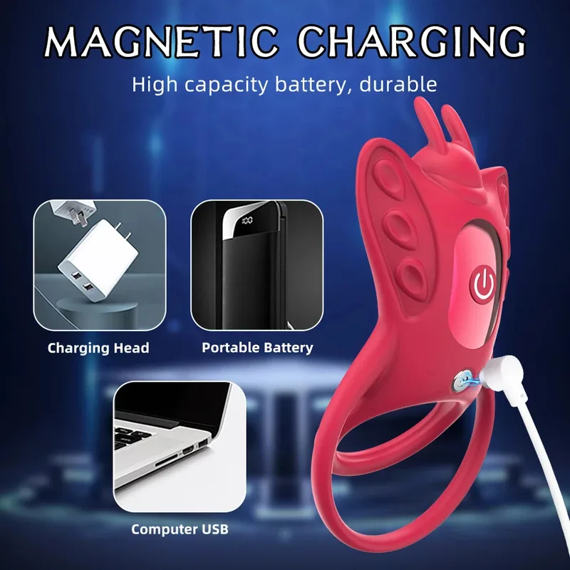 sex game adult supplies toy app multi-mode male cock ring penis training ejaculation delay vibration massager couple