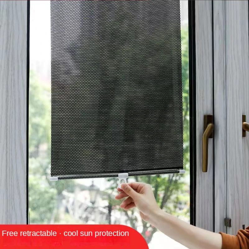 Punch-ฟรีระเบียงดูดถ้วยบังแดดห้องนอนฉนวนกันความร้อนหน้าแรกสำนักงาน Retractable Sunscreen Roller Blind