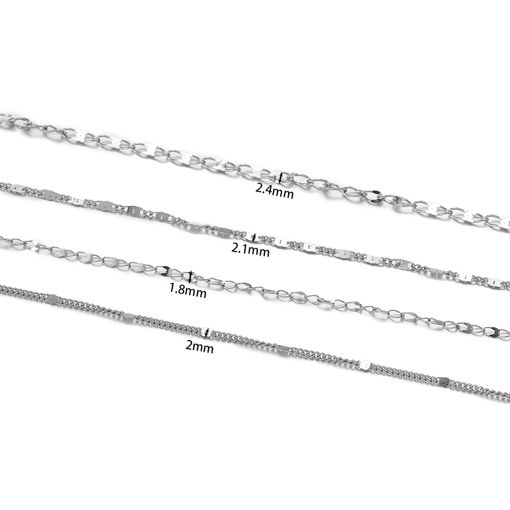 1Meter/Pack Stainless Steel Gold Flat Oval Filled Cable Chains for DIY Necklace Making Jewelry Making Findings Bracelet Supplies - view 2