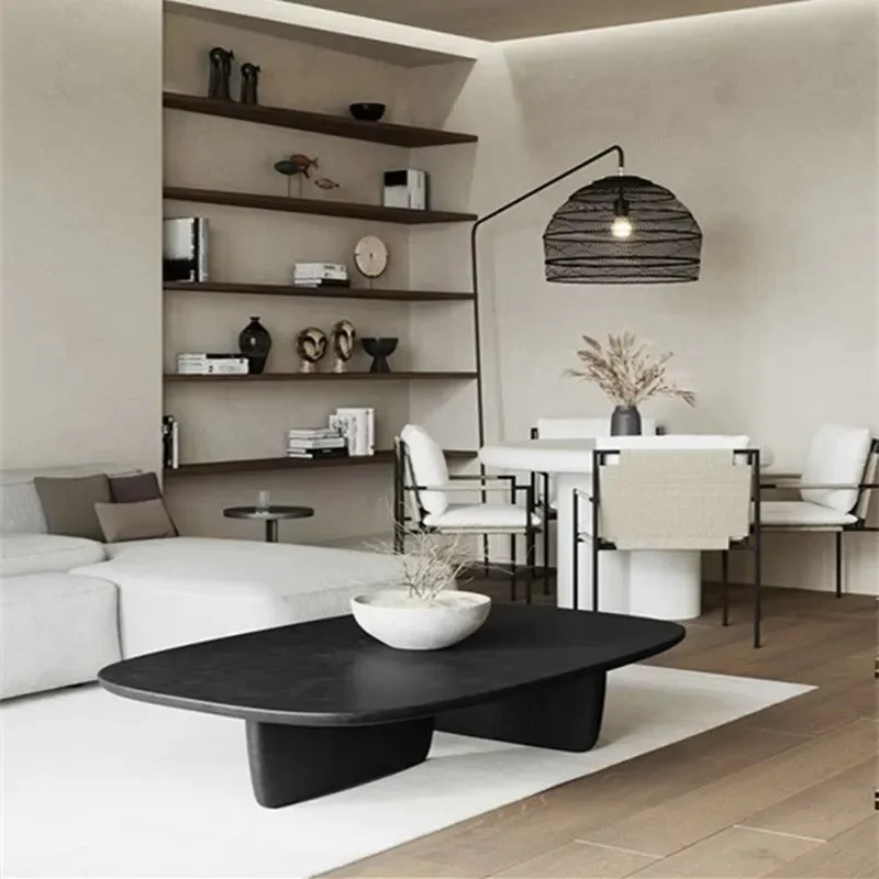 Nordic Vintage Solid Wood Coffee Table Wabi-Sabi Homestay Designer Log square Table Japanese Simple Living Room Table