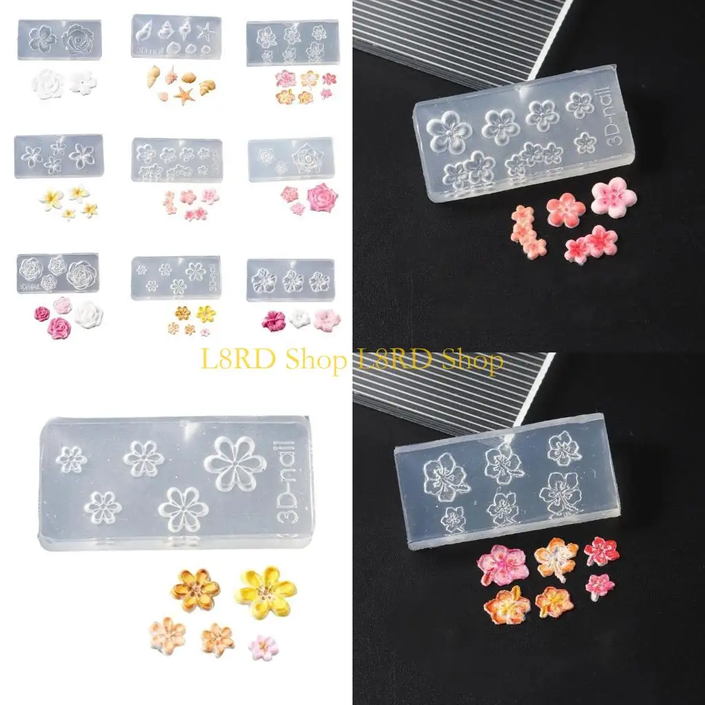 L8rd Flower Art Silicone Molds Manicure sjabloon stencils Art Decorations