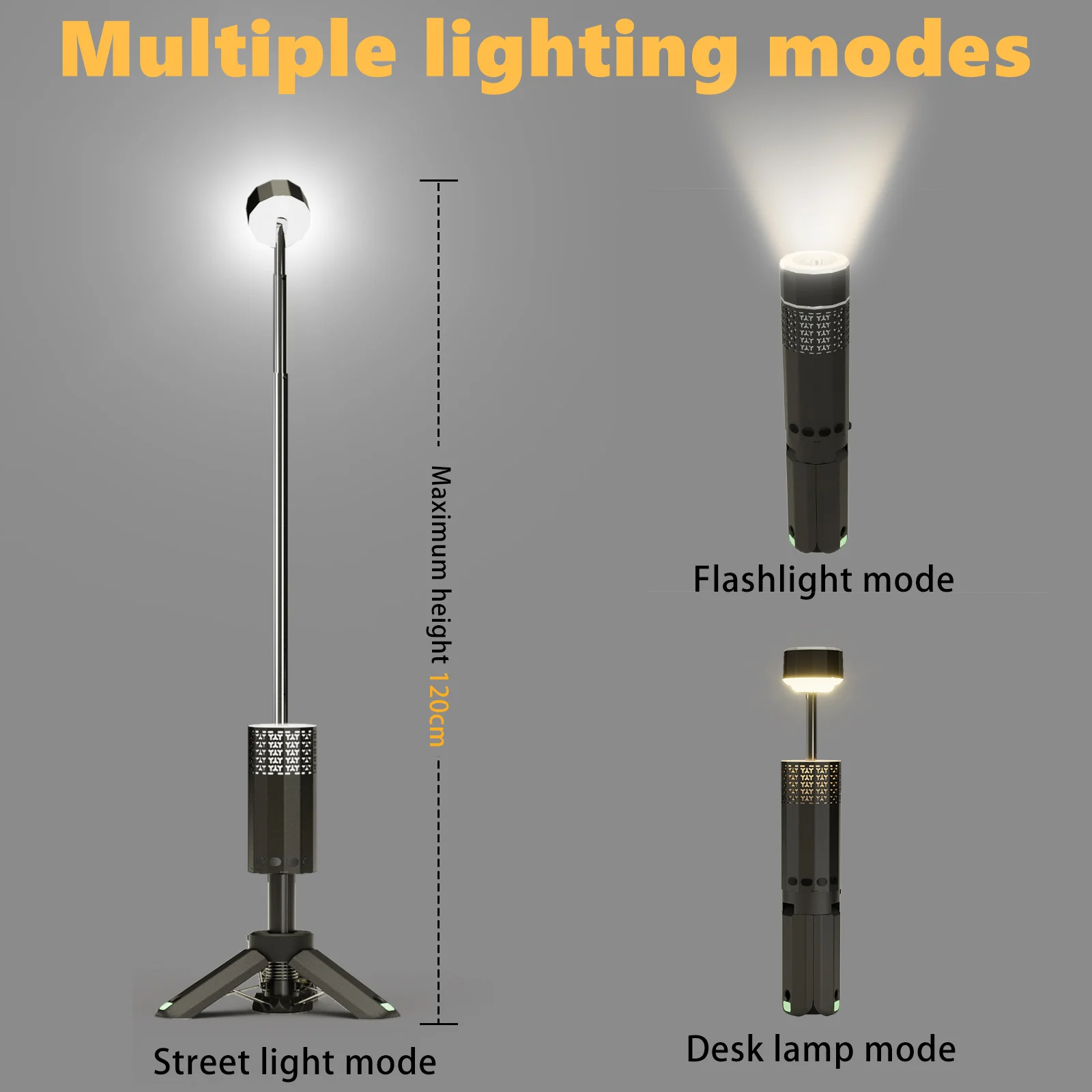 Lampada da campeggio esterna Lampada da campeggio per manutenzione a espulsione automatica da tre piedi, torcia portatile, sospesa e resistente ai falli