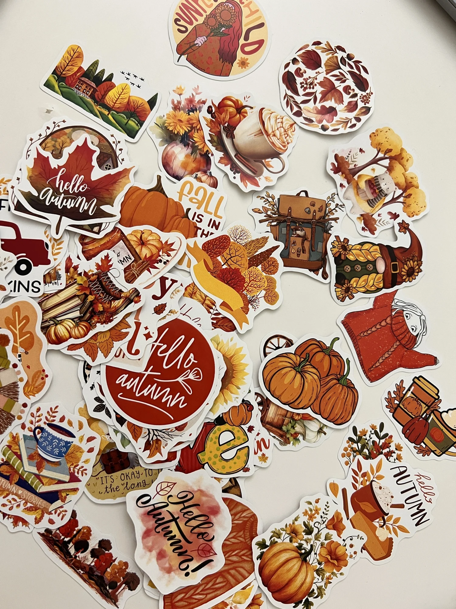 Autumn Fall Stickers Pumpkins Aesthetic DIY Gift Kids Toy Waterproof Graffiti Decal for Laptop Phone Luggage Bottles Decorative photo review
