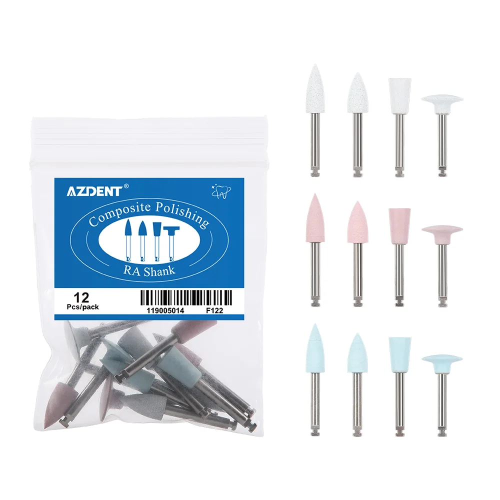 AZDENT Dental Silicone Polisher 12pcs/pack for Contra Angle Handpiece Porcelain Polishing Composite Dentist Tools Dentistry Lab