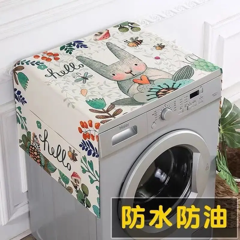 

Fabric Waterproof Oil-proof Refrigerator Dust Cover Washing Machine Cover Cloth Sunscreen Double-open Microwave Oven Cover Towel