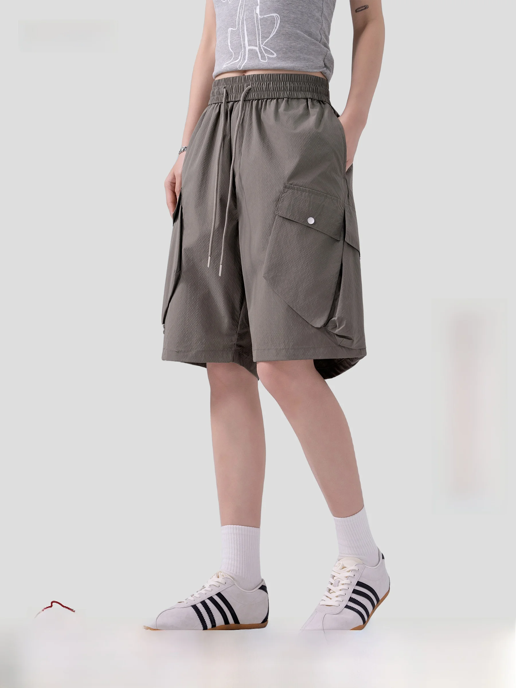 AOGZ American Workwear Wide Leg Shorts Unisex Summer New Loose High Sensation Sports Quick Dry Five-Quarter Pants