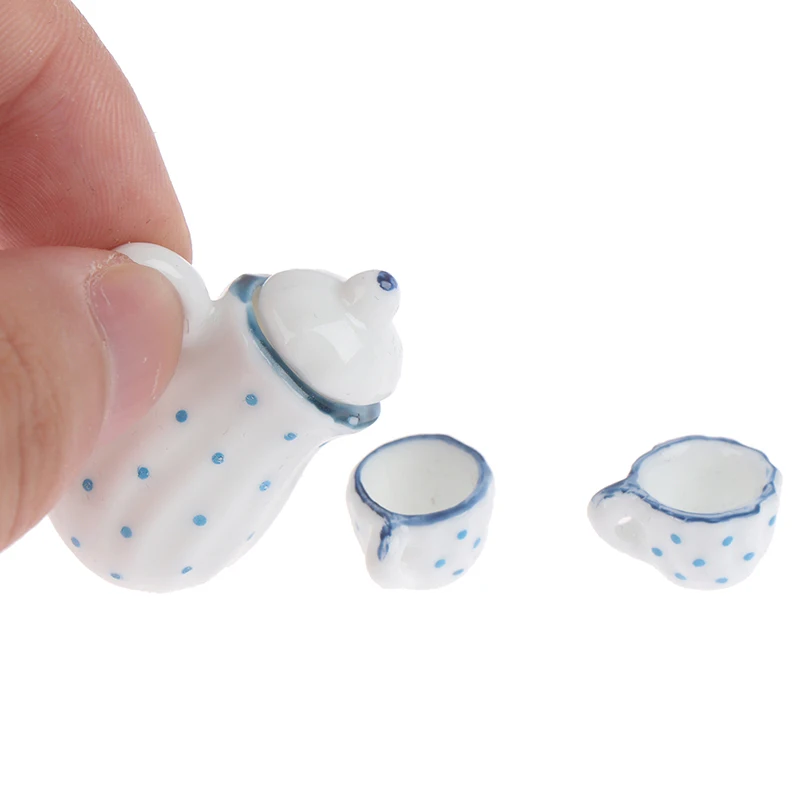 

17pcs Porcelain Tea Cup Set Chintz Flower Tableware 1:12 Dollhouse Miniature