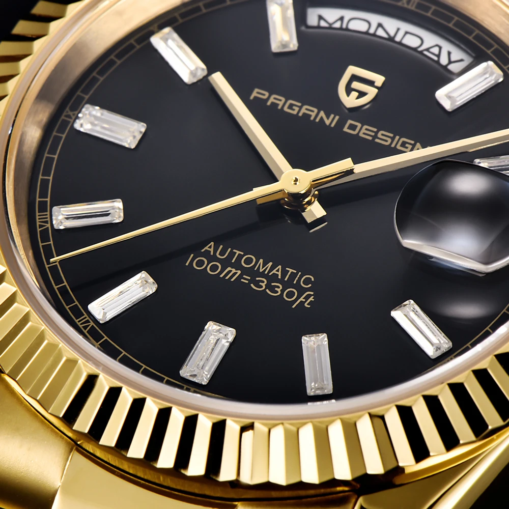 PAGANI DESIGN Orologio da uomo meccanico di lusso dorato Orologio da uomo impermeabile in cristallo di zaffiro AR Acciaio inossidabile 36mm Movimento ST16