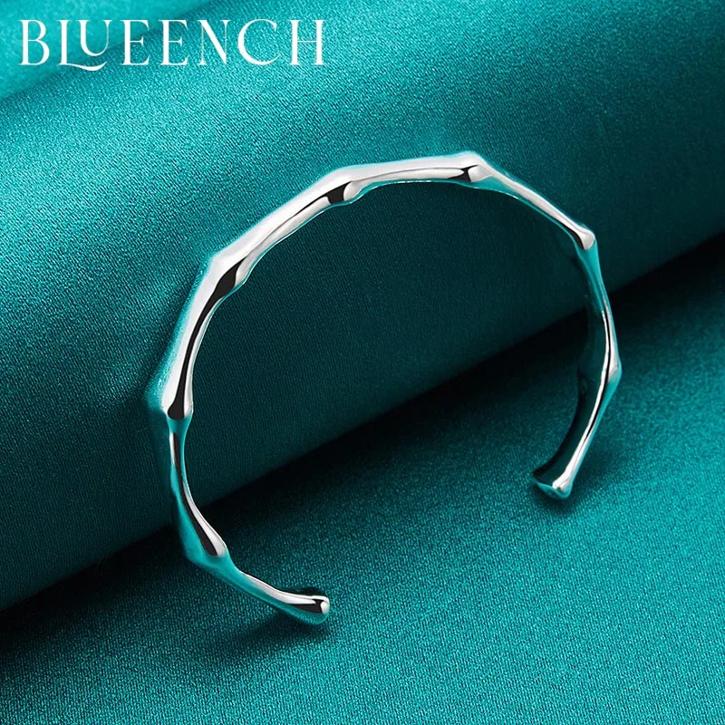 

Blueench 925 Sterling Silver Bamboo Bracelet Bangle For Women Men Wedding Party Fashion Personality Jewelry