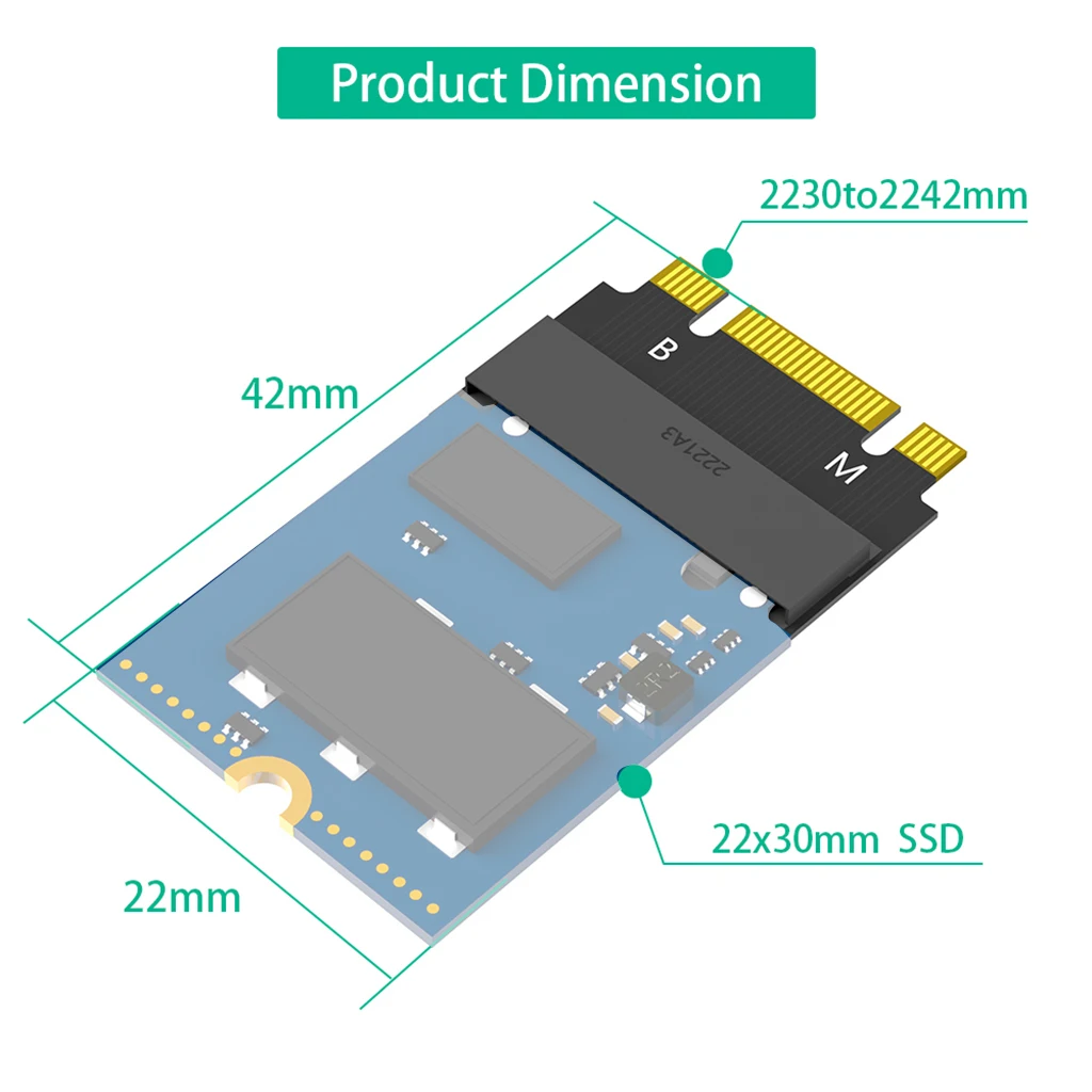 For M.2 NVME M-Key B+M 2230 to 2242 SATA-Bus SSD Extension Adapter Card for ThinkPad X270 X280 T470 T480 L480 T580 Serials