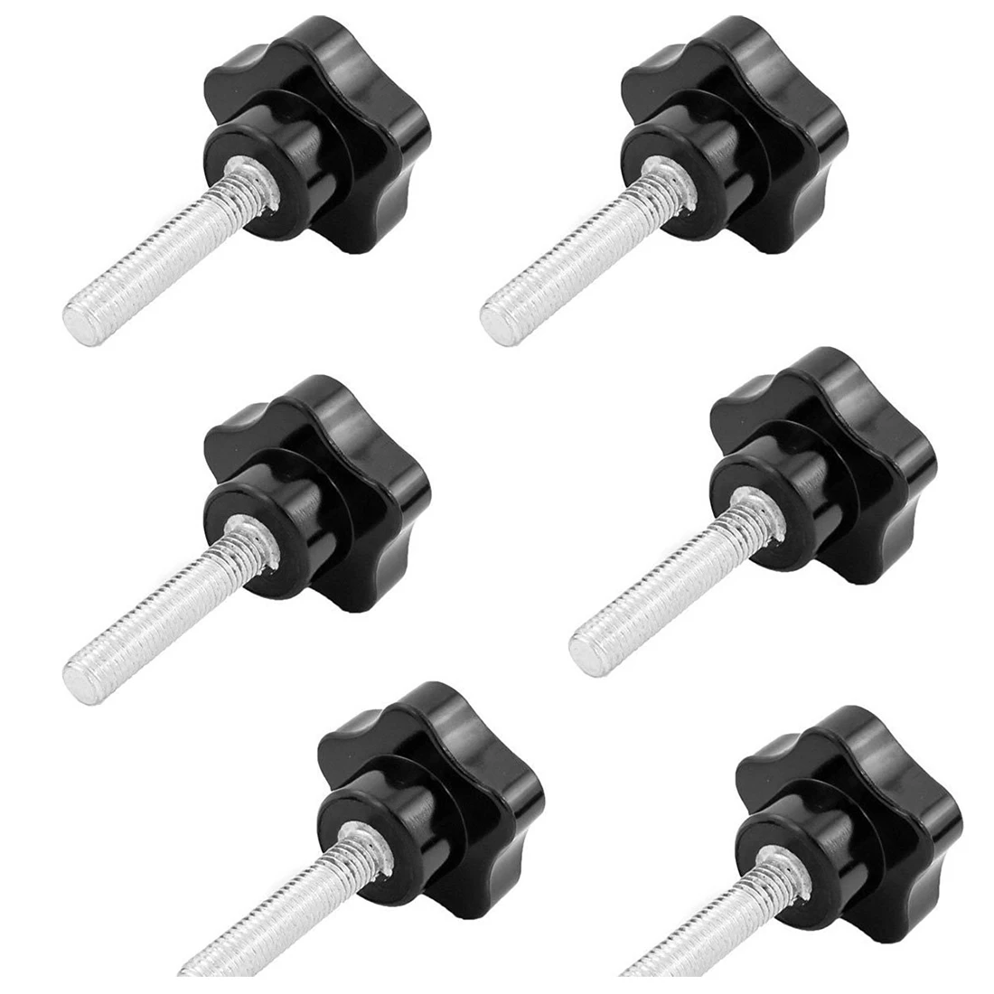 

6 Pcs M8 x 40mm Thread Replacement Star Hand Knob Tightening Screw Black