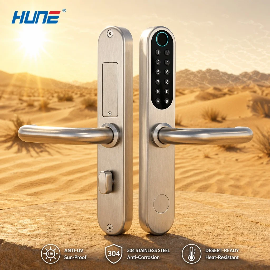 HUNE WiFi Phone APP Home Appliance Smart Mortise Handle Blue-tooth Anti-corrosion UKCA Digital Fingerprint Smart Door Lock