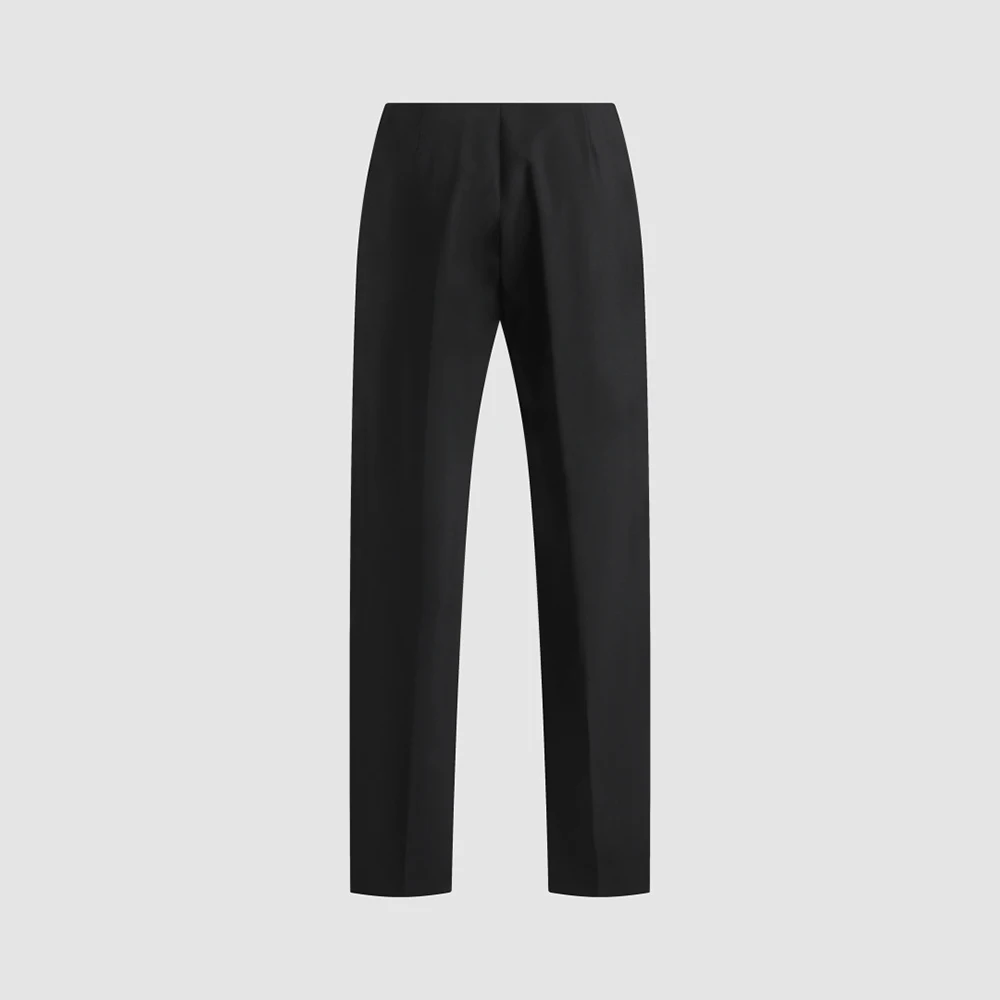 Women Wool Blend Straight Leg Suit Pants High Waist Slim Trousers Elegant Office Business Commuter Long Pants For Ladies