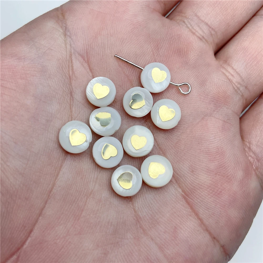 7-8MM Natural Round Shell Beads Roses Leaf Elegant White Black Pearl Shell Beads for Jewelry Making DIY Necklace Bracelet 5PCS