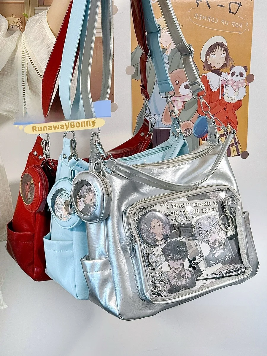 

Y2K Versatile Transparent ain Bag Casual Commute oulder Handbag Underarm Bag for Young Adults Soft PU Leather Pure Color