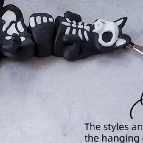 1 قطعة ثلاثية الأبعاد لعبة مطبوعة الهيكل العظمي القط المفاتيح شخصية مفتاح ديكور معلق لحقيبة الظهر سيارة قلادة هدايا عيد الميلاد الهالوين #1