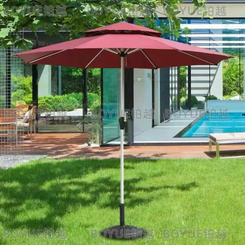 Large Commercial Aluminum Patio Umbrella Outdoor Sunshade for Cafe Restaurant Terrace Heavy Duty Cantilever Parasol with