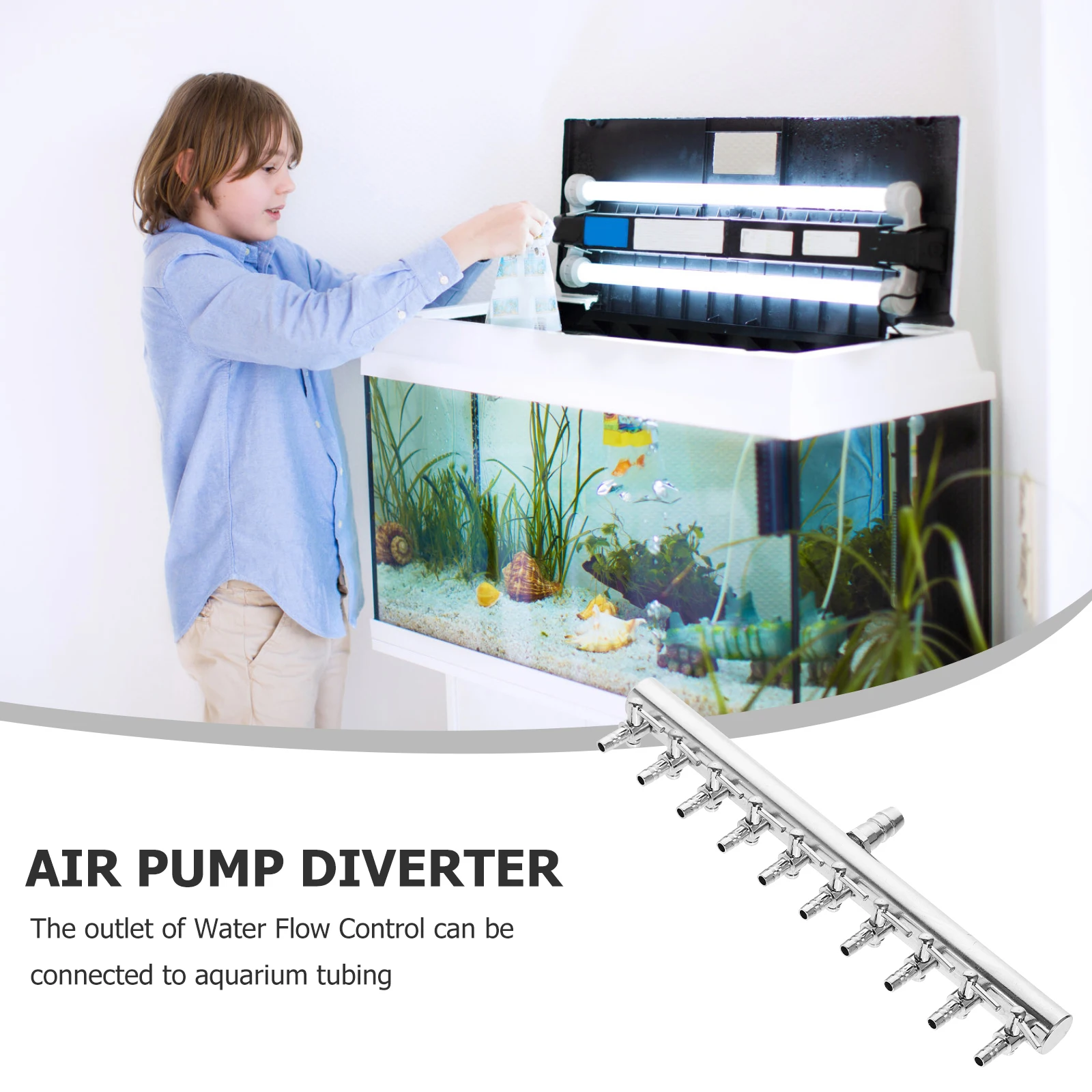 

Air Pump Splitter Aquarium Accessories Fish Tank 4mm Outlet Valve Oxygen Tube Distributor Stainless Steel for Pond
