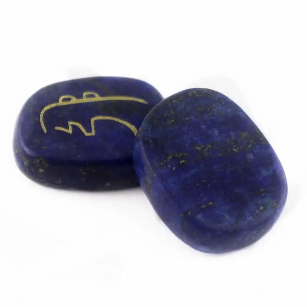 4 pieces Oval Reiki Stone Lapis Lazuli Natural Gemstone Crystal Egg Stone Pocket Stone Polished Engraved Crystal Gemstone