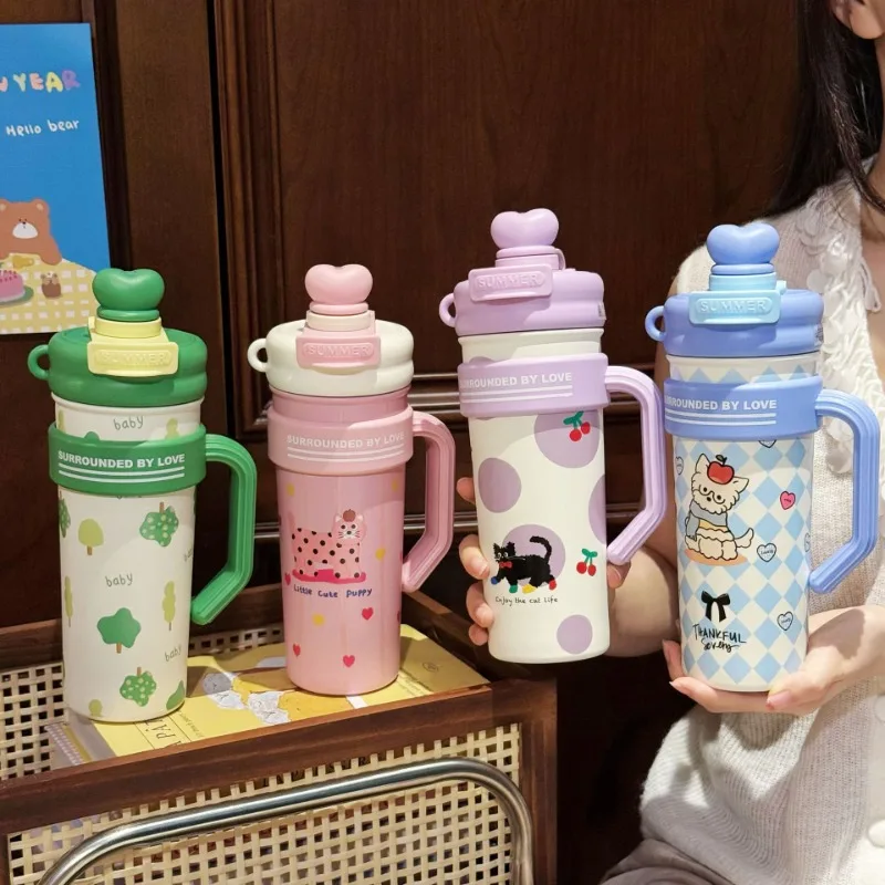 Новая чашка Bingba большой емкости, ценная чашка для холодной воды из нержавеющей стали, двойной напиток, чай с ручкой, чашка-термос для кемпинга для девочек