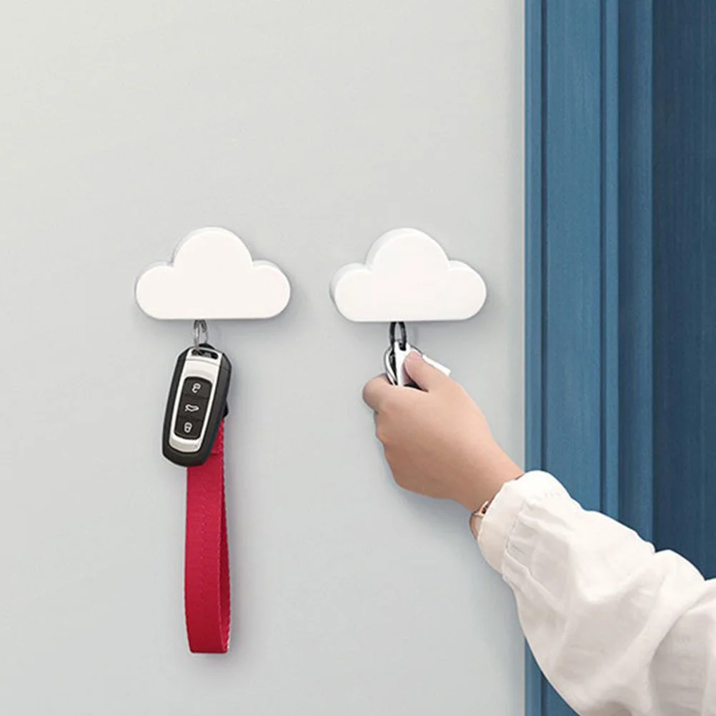 2 Pcs Magnetic Key Hanger Holder Wall Mount Keys Hangers Cloud Removable Useful Hook Practical