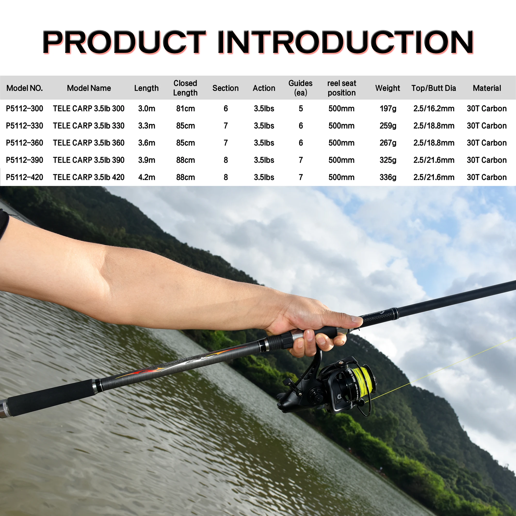 Caña telescópica carbono PHISHGER BIUTIFU – Surfcasting y carpa - imagen 2