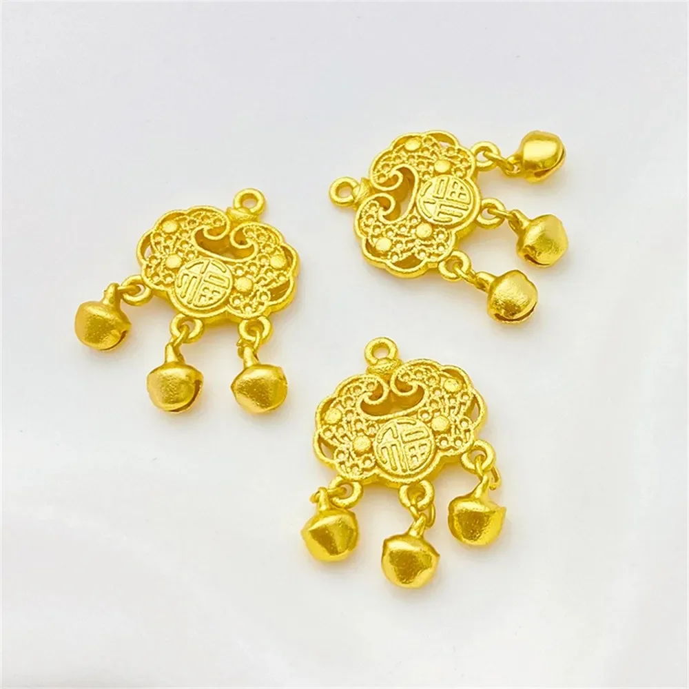 Antiguo Fasha Golden Bell Fu personaje Ruyi Lock Charm colgante DIY suministros de joyería cuentas para collar pulsera accesorios artesanales