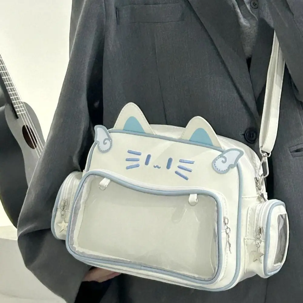 Creative Adge Display Cute Cat Itabag Preppy Style Anime Badge Show Tote Bag JK Kawaii Storage Transparent Pocket Bag Travel