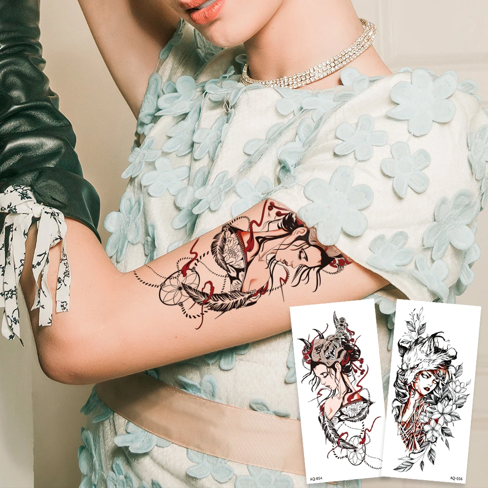 

2 Sheets Geisha Temporary Tattoo Stickers Artistic Body Decals for Festival Fashion Skin Art