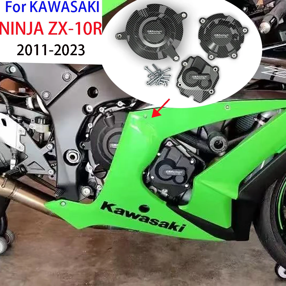 

ZX10R Motorcycles Engine Cover Protection Case GB Racing For KAWASAKI Ninja ZX-10R 2011-2024 Carbon Fiber Texture