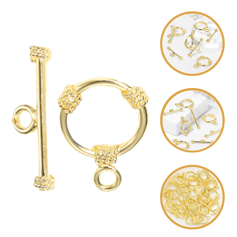 

5 Sets Round OT Rope Buckle Alloy Toggle Clasps Metal Buckles Jewelry Pouch Diy Golden Bracelet Man