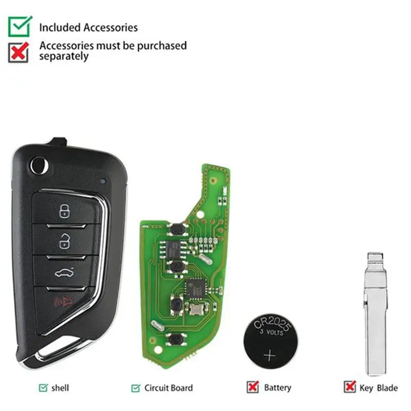 High-Quality For Cadillac Style 4 Button Remote Key Fob For Xhorse XKCD02EN Universal Wire For VVDI Key Tools