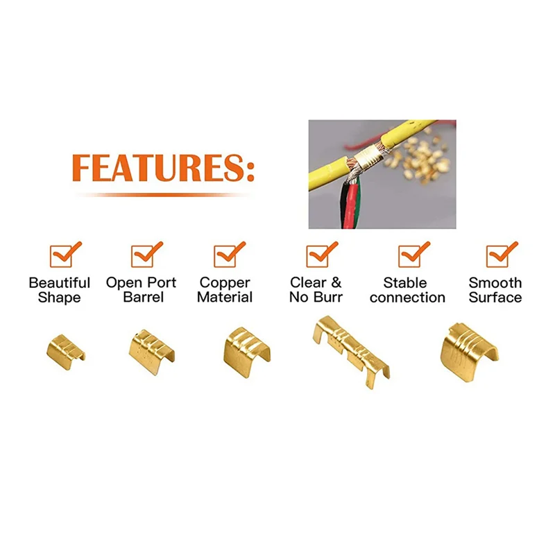 

1200 Pcs U Shape Copper Ring Terminals Non-Insulated Cable Wire Spade Butt Connector Kit 454A/454B/454C/459/453/452
