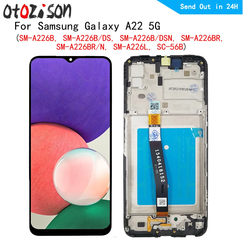 

6.6" IPS Screen For Samsung Galaxy A22 5G SM-A226BR/N, SM-A226L LCD Display Screen Touch Panel Digitizer With Frame Assembly