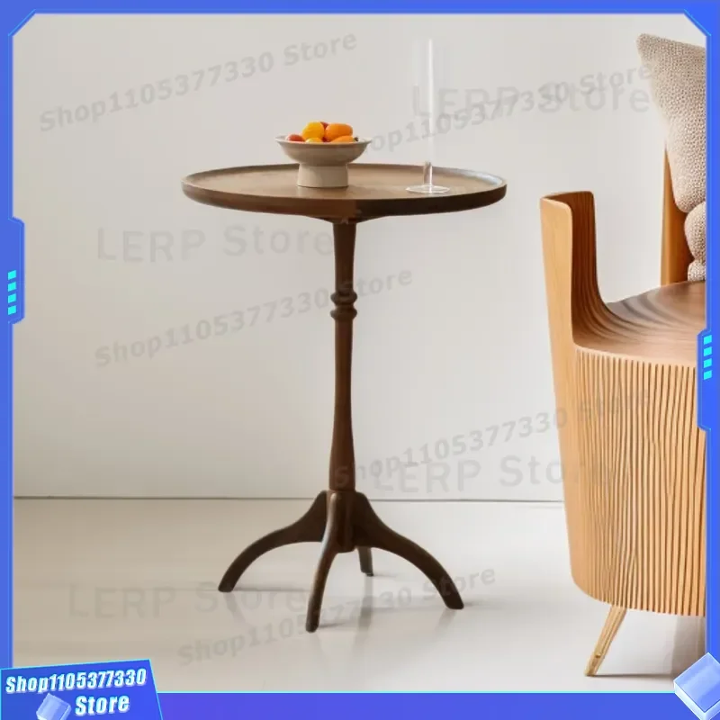 North American Black Walnut Solid Wood Round Coffee Table Small Living Room Sofa Side Table Edge Design Customizable