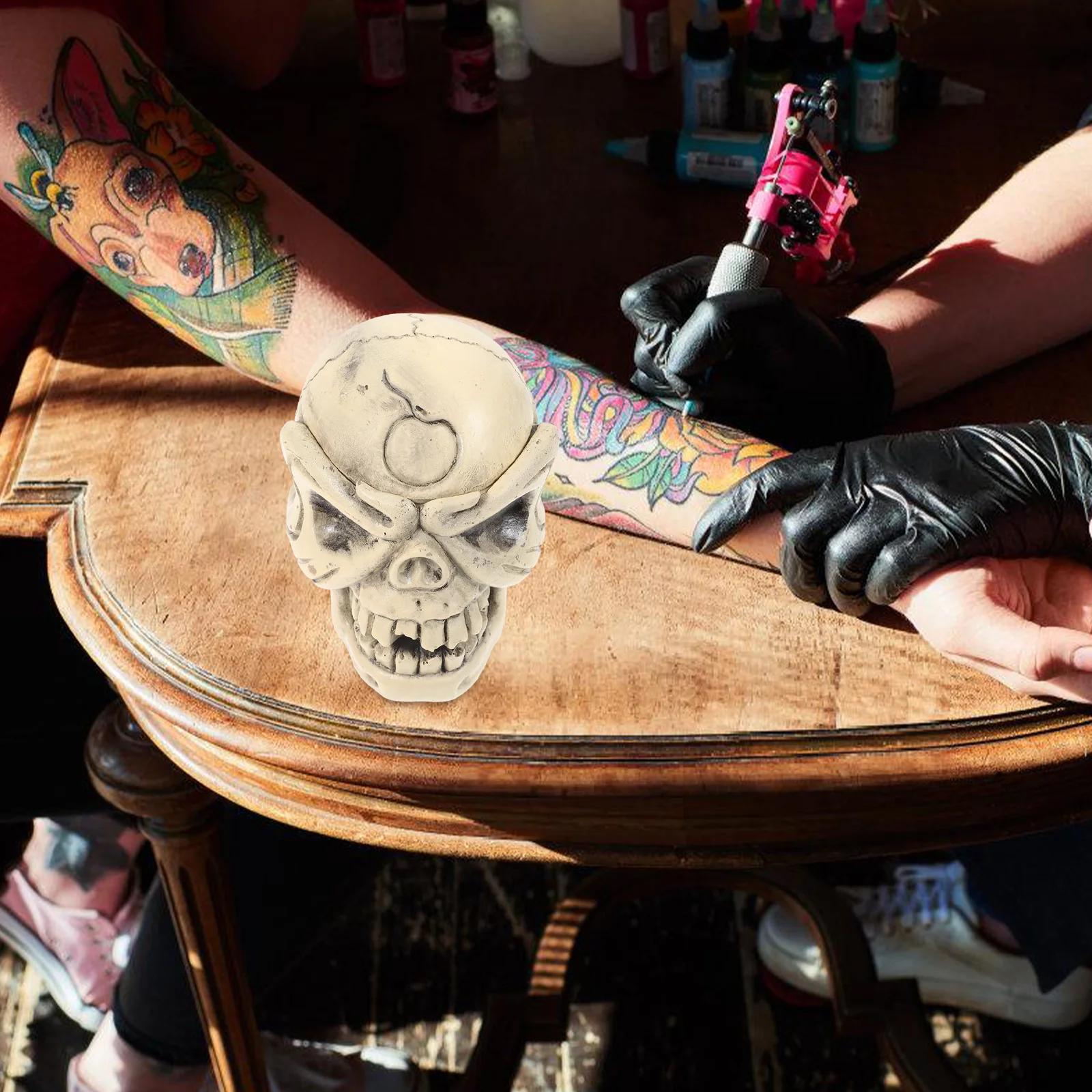 

Skull Themed Ink Cup Holder Rack for Tattoo Artists Color Stand Spill Proof Storage Creative Home Decor