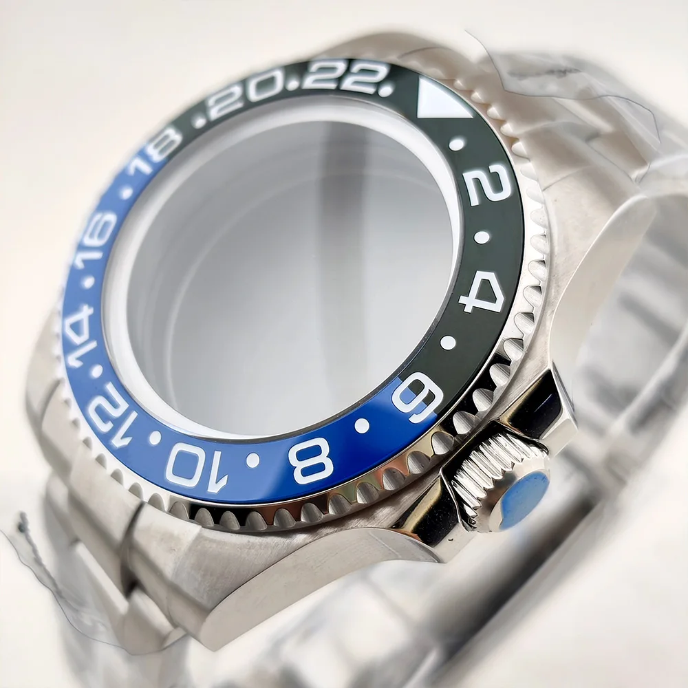 44MM Ceramic Bezel Case Silver SEA Big DEEP Homage Sapphire Crystal Watch Case Stainless 21MM Watch Strap Fit NH34 NH35 Movement