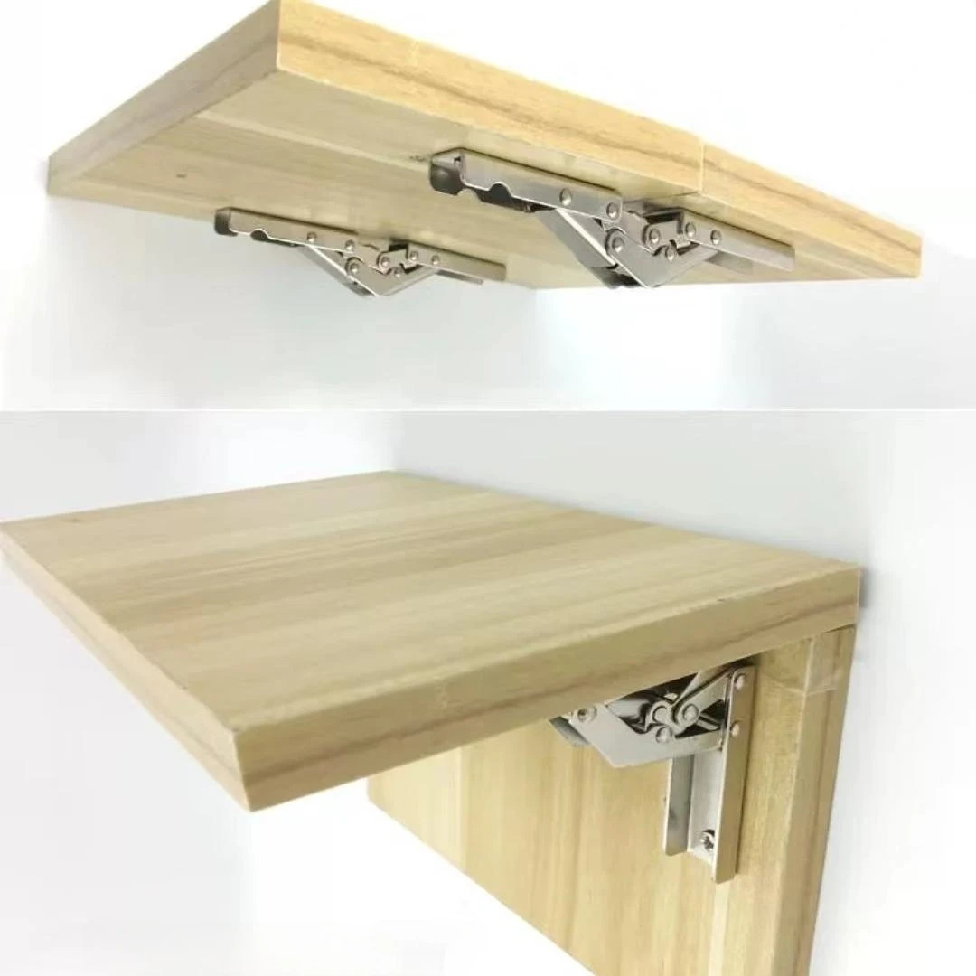 90Degree Hole-free Folding Hinge Table Legs Brackets 180 Degree Flat Spring  Folding Hinge Furniture Hardware Connector