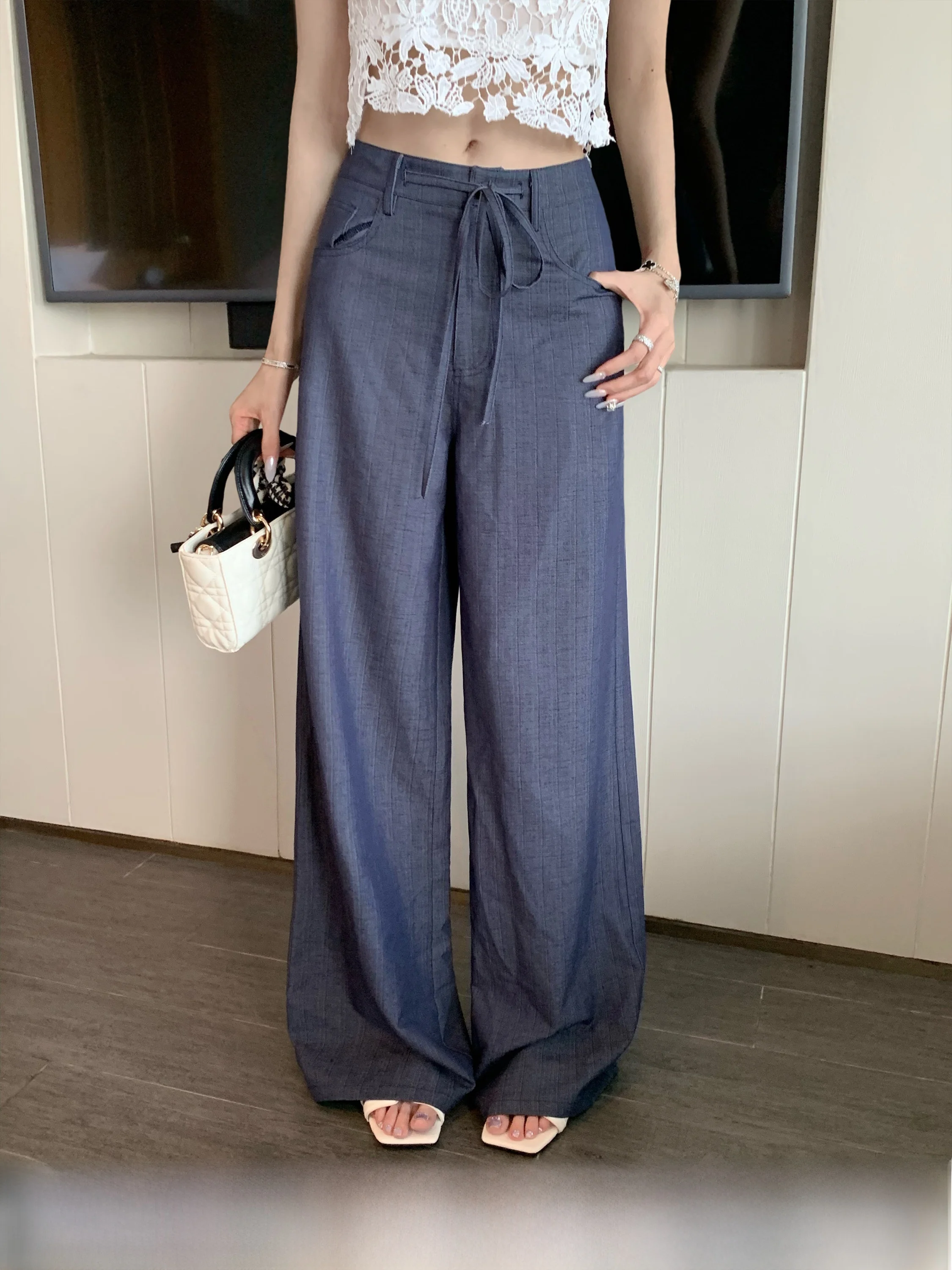 

Женские широкие прямые джинсы Barb Chill: универсальные, стройнящие, свободные брюки с эффектом драпировки, длинные, повседневные, весна-лето