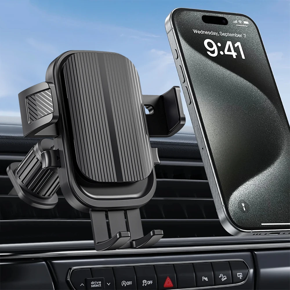 Flexible Cell Phone Holder Car, Phone Mount for Car Air Vent, Universal Auto Lock Car Phone Holder for iPhone Most Smartphone