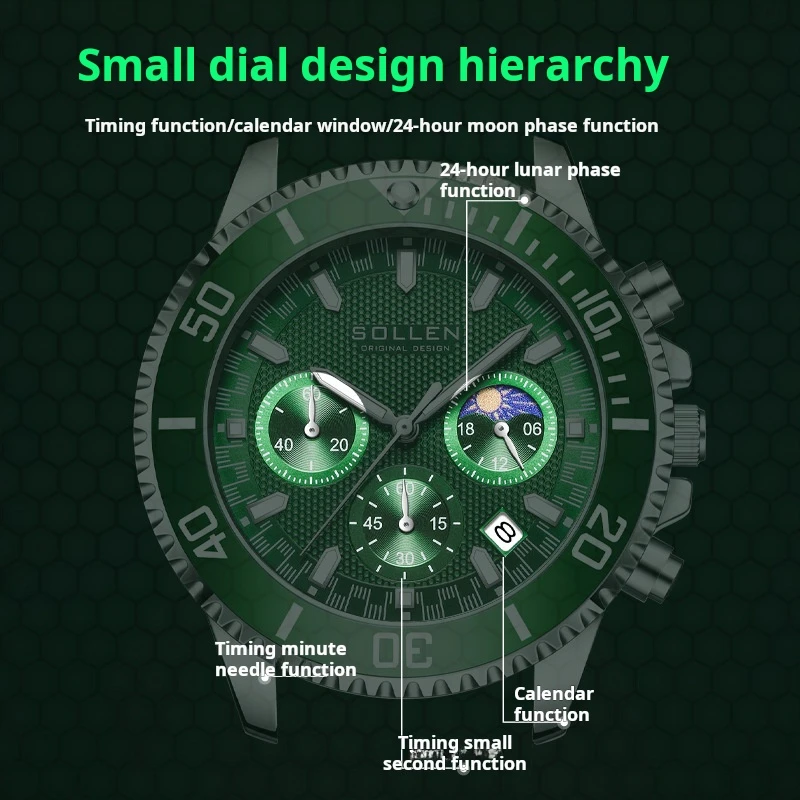 SOLLEN модные лучшие брендовые мужские часы водонепроницаемые спортивные кварцевые наручные часы из нержавеющей стали деловые светящиеся часы для мужчин reloj