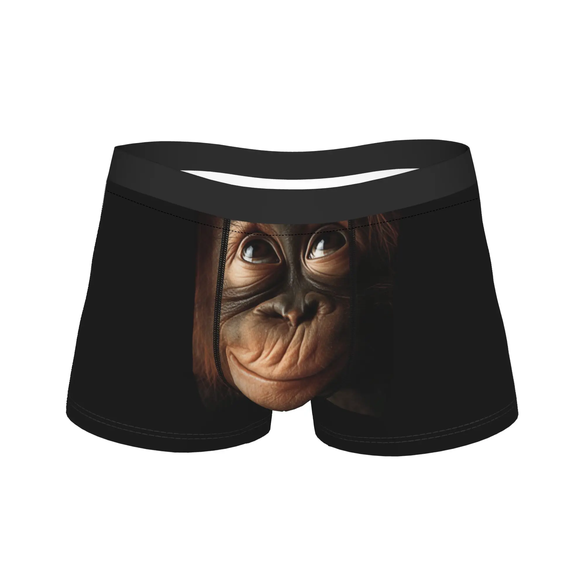 Smiling Baby Orangutan Face Macro Portrait Underwear  Breathable Panties Custom DIY Boxer Brief For Man Pouch Boxer Shorts